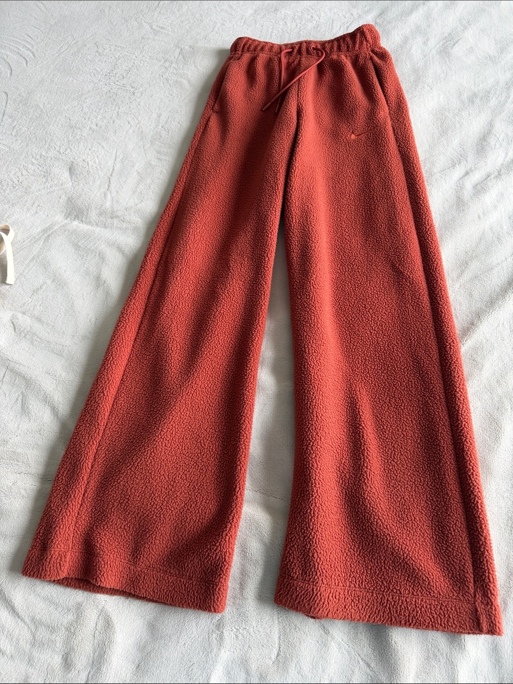 Nike Rust Wide-Leg Fleece Track Pants